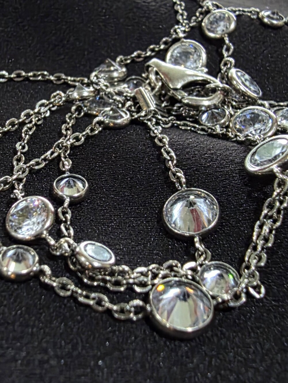Silpada Scattered Stars N2152 Sterling Silver CZ 32" Station Necklace - Picture 5 of 11